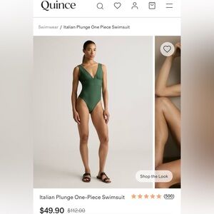 Quince Italian Plunge One Piece Swimsuit Palm Green Size L NWT NIB